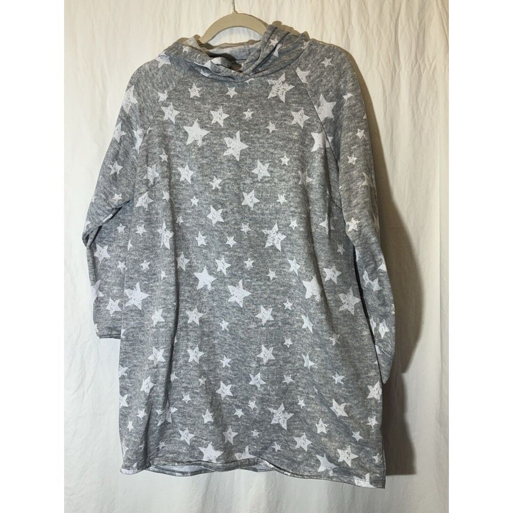 No Boundaries White Stars Grey Fleece Hoodie Juniors Size XXL‎ AA2